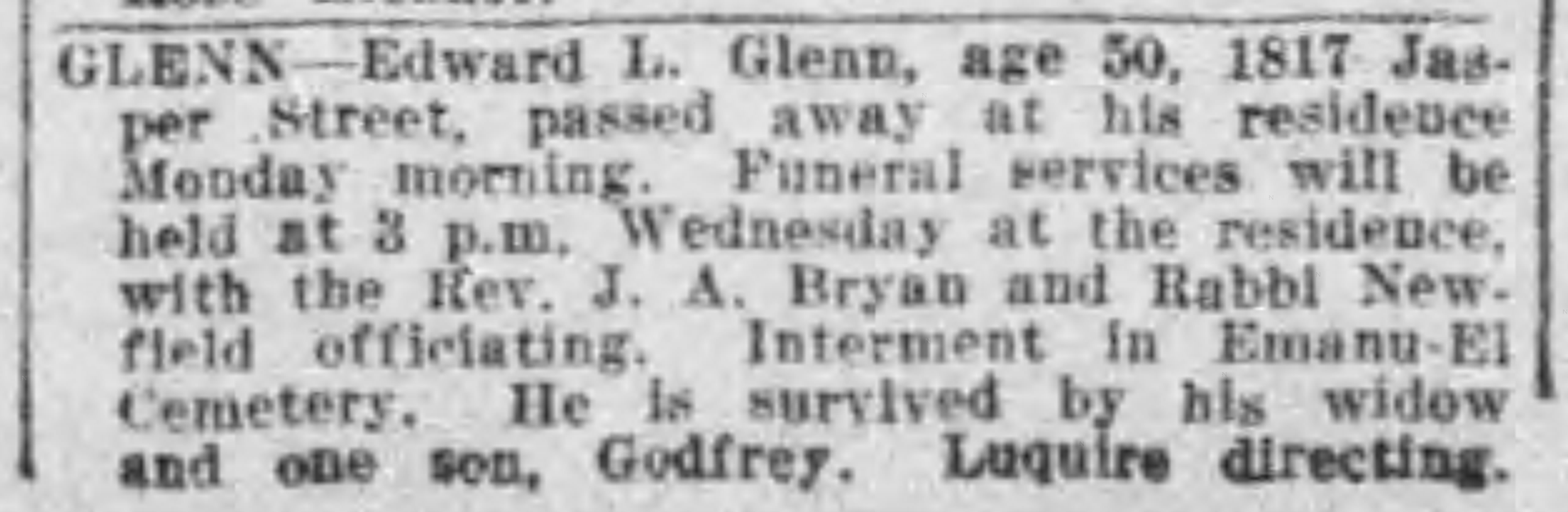 Edward L. Glenn obituary